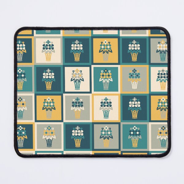 Item preview, 70s Flower Basket Checkerboard designed and sold by Carrie Cantwell Art.