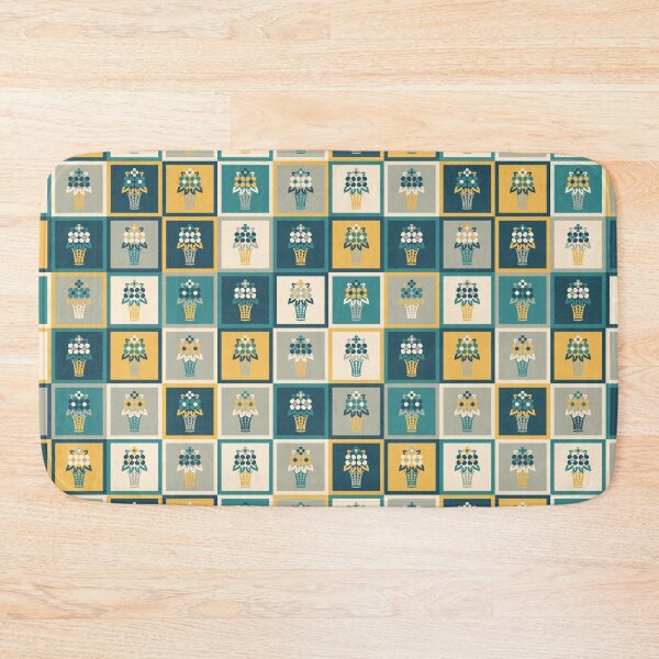 Item preview, 70s Flower Basket Checkerboard designed and sold by Carrie Cantwell Art.
