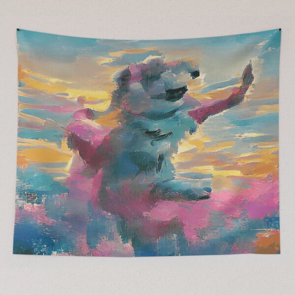 Item preview, Funny Cute Dog Waving Paws Goodbye Colorful Sketch designed and sold by funnyhalloween.