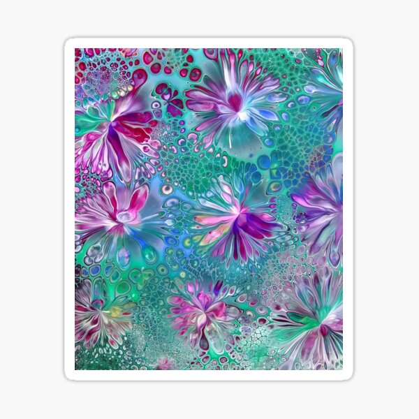 Pink and Purple flower patterns Floor Pillows Sticker