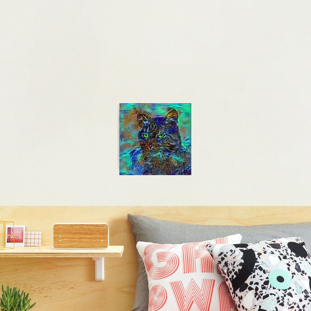 Artificial neural style Starry night wild cat Photographic Print