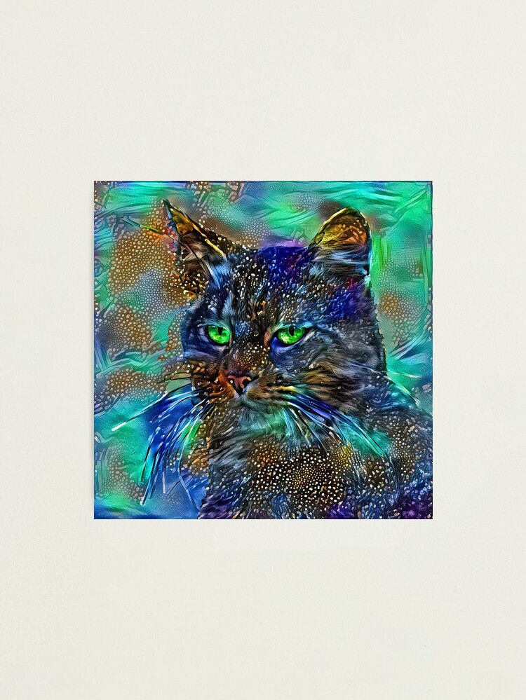 Alternate view of Artificial neural style Starry night wild cat Photographic Print