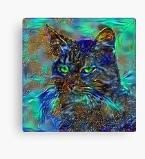 Artificial neural style Starry night wild cat Canvas Print
