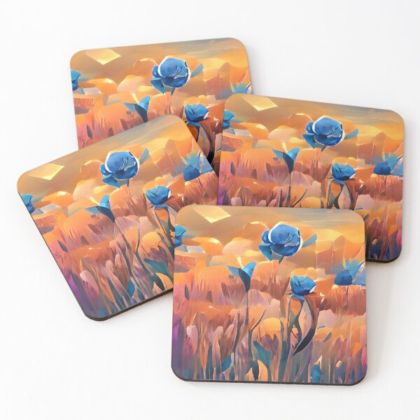 Item preview, Blue flowers on the field designed and sold by advanceprintart.