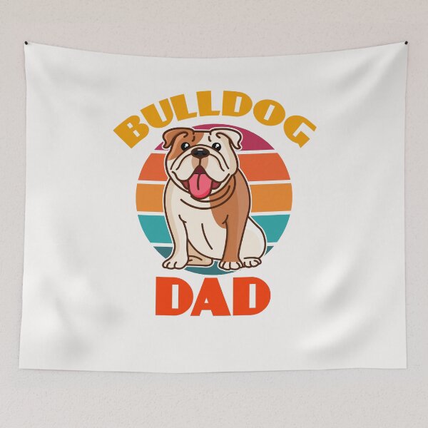 Item preview, Bulldog Dad Dog Fathers Day puppy Lover Cute Sunser Retro Funny designed and sold by Meteor77.