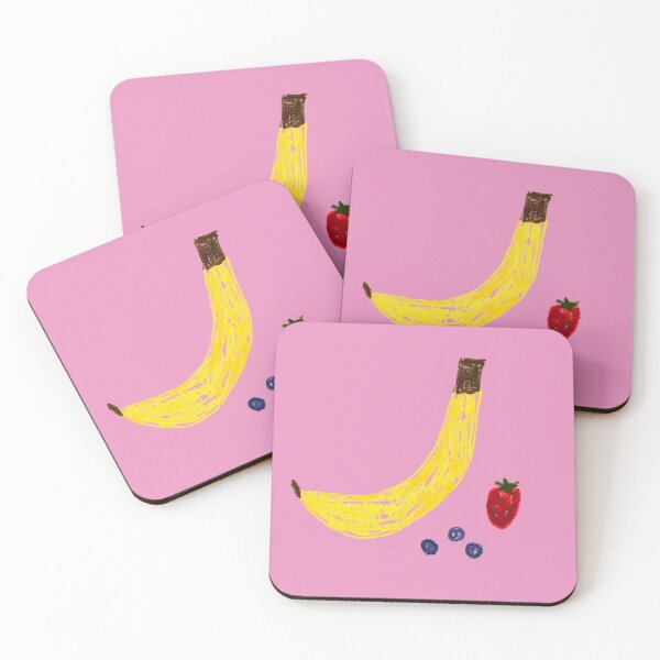 Item preview, Pink Oil Pastel Abstract Fruit Funny Minimalist Salad Banana Strawberry Blueberry  designed and sold by hopecope.