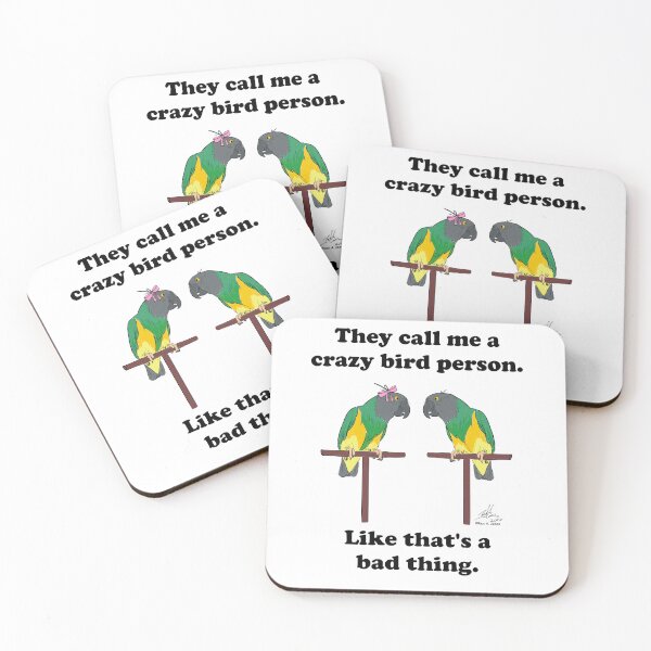 Item preview, Crazy Bird Person with Senegal Parrots designed and sold by Laughing Parrot Studio.