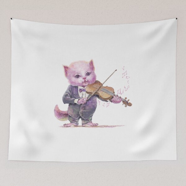 Item preview, to fall for the violin music played by a pink cat designed and sold by artredstar.