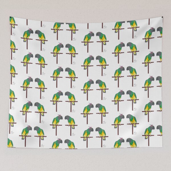 Item preview, Crazy Bird Lady with Senegal Parrots designed and sold by Laughing Parrot Studio.