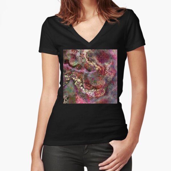 Alien Squiggles 5 Fitted V-Neck T-Shirt