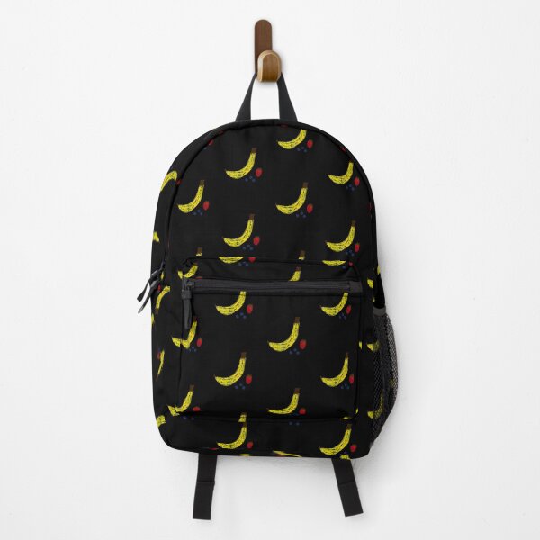 Item preview, Black Background Oil Pastel Abstract Fruit Funny Minimalist Salad Banana Strawberry Blueberry designed and sold by hopecope.