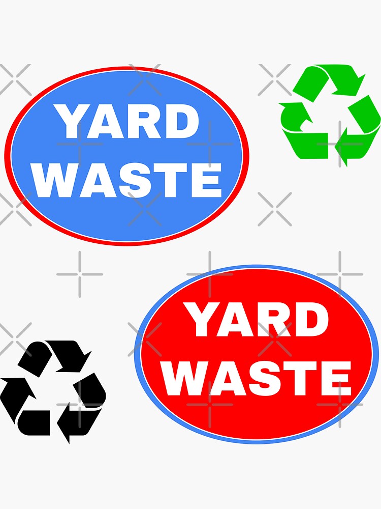 "Yard Waste Recycling Sign Stickers for Trash Cans, Garbage Cans and