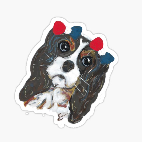 King Charles Cavalier Spaniel - with bows - raising money to buy EJ a puppy. by CJ's Crafts Sticker