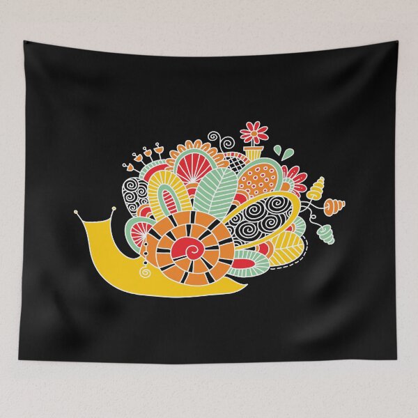 Item preview, Cute Snail with Flowers & Swirls on Dark Background designed and sold by Glynnis Owen.