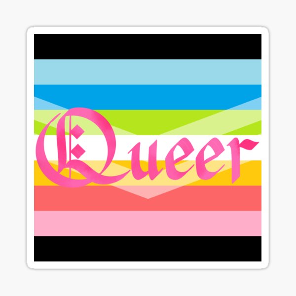 Item preview, Queer Pride Flag Queer Gothic Calligraphy designed and sold by mostlyghostly42.