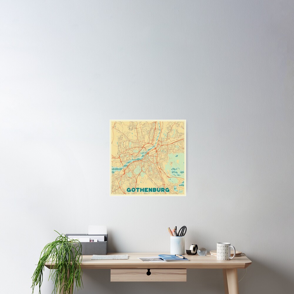 Gothenburg Map Retro Poster