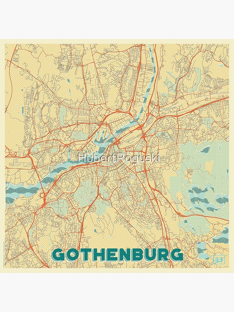 Gothenburg Map Retro by HubertRoguski