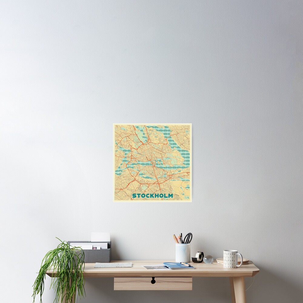 Stockholm Map Retro Poster