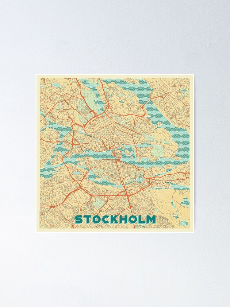 Alternate view of Stockholm Map Retro Poster