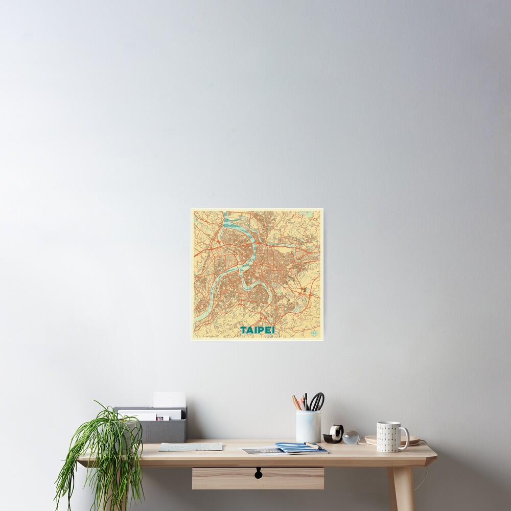 Taipei Map Retro Poster