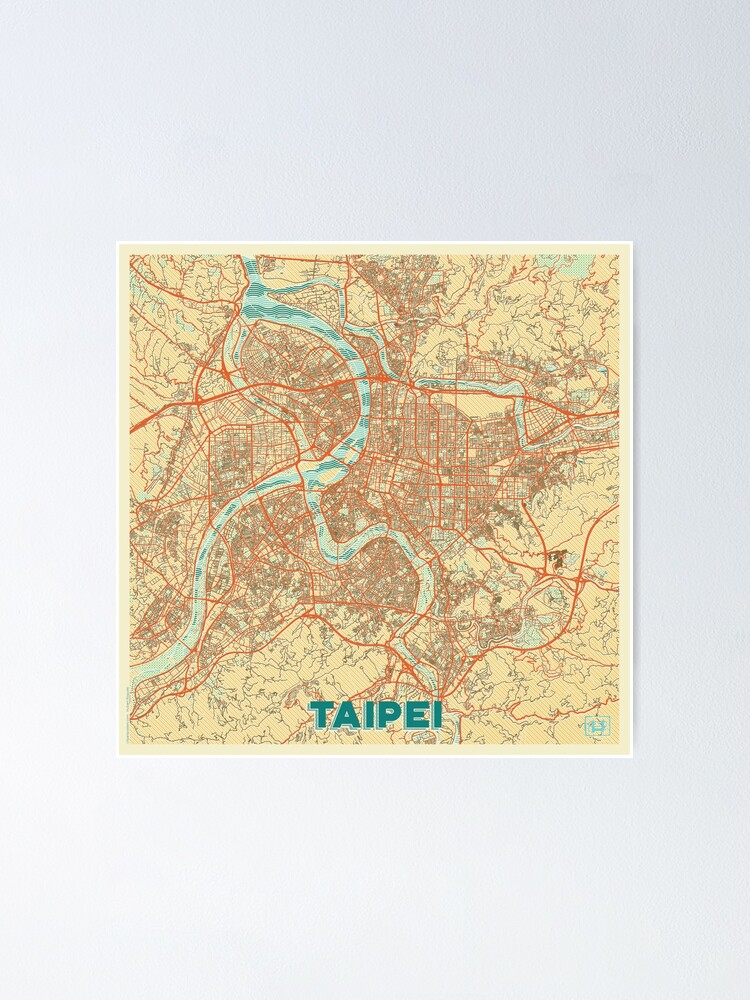 Alternate view of Taipei Map Retro Poster