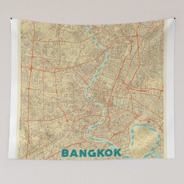 Item preview, Bangkok Map Retro designed and sold by HubertRoguski.