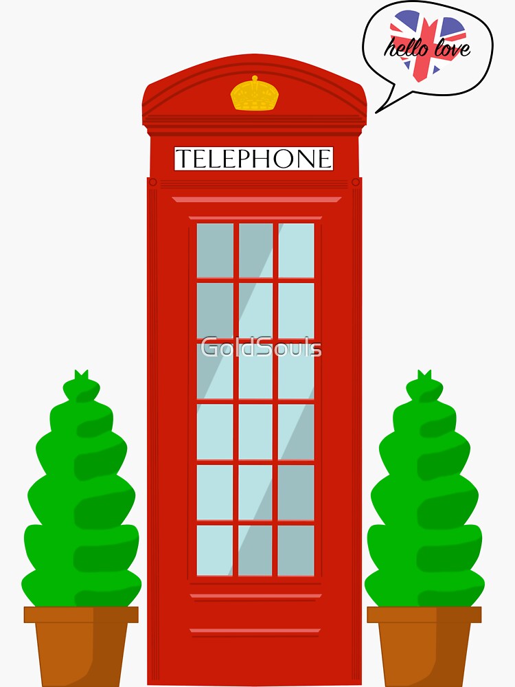 ""Hello Love" English Telephone Booth" Sticker for Sale by GoldSouls