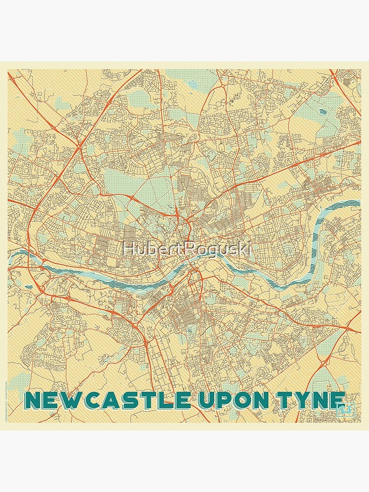 Newcastle upon Tyne Map Retro by HubertRoguski