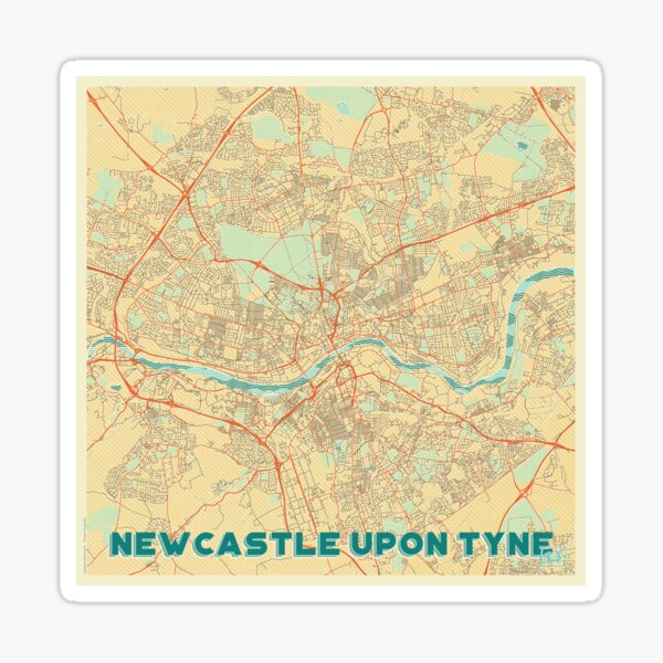 Newcastle Upon Tyne Map Retro Sticker By Hubertroguski Redbubble