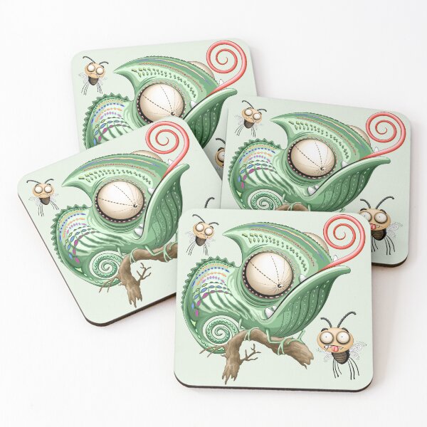 Item preview, Chameleon Funny Cartoon Character staring at confused flies designed and sold by BluedarkArt.