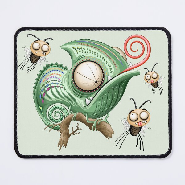 Item preview, Chameleon Funny Cartoon Character staring at confused flies designed and sold by BluedarkArt.