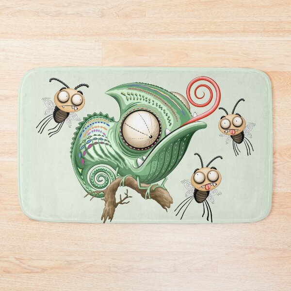 Item preview, Chameleon Funny Cartoon Character staring at confused flies designed and sold by BluedarkArt.