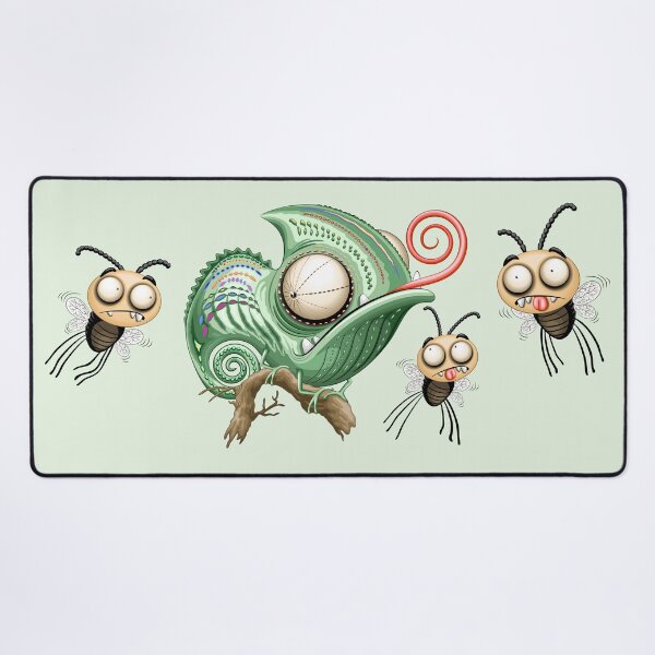 Item preview, Chameleon Funny Cartoon Character staring at confused flies designed and sold by BluedarkArt.