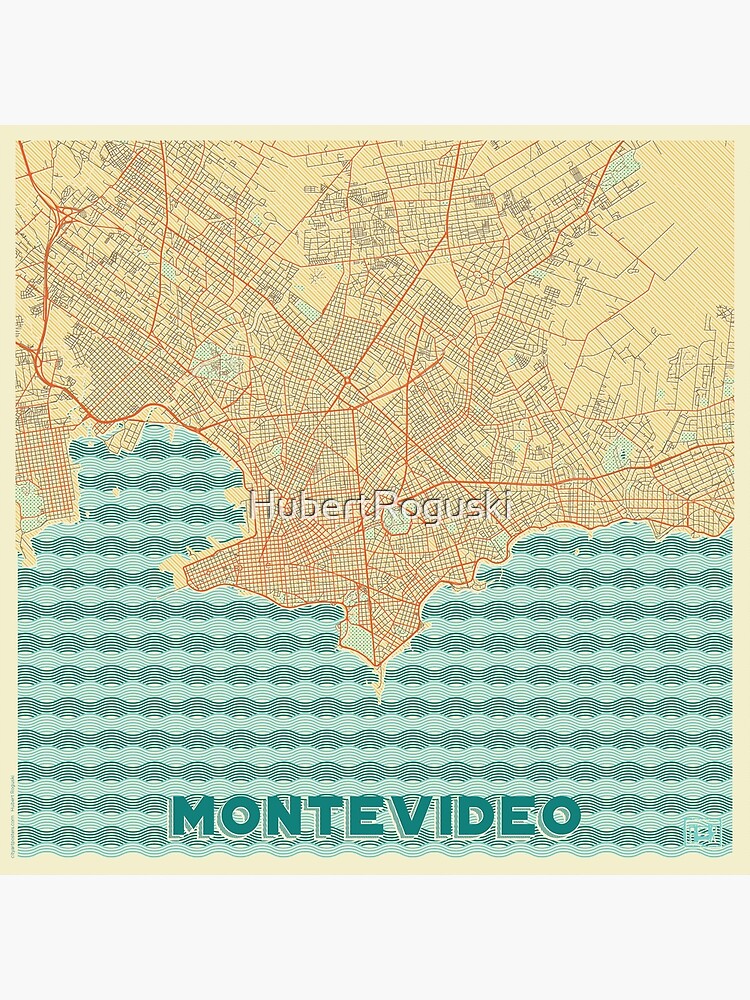 Montevideo Map Retro by HubertRoguski