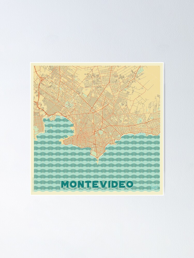Alternate view of Montevideo Map Retro Poster