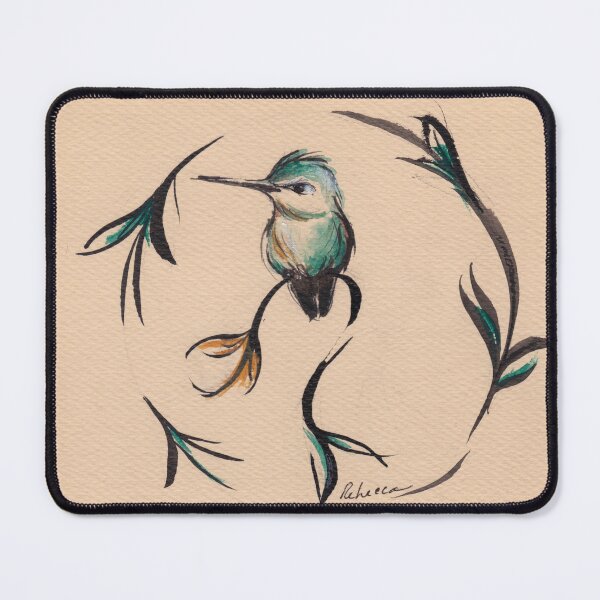 Item preview, Little Peeper - Hummingbird watercolor painting on vintage paper by Rebecca Rees designed and sold by Rebecca Rees.