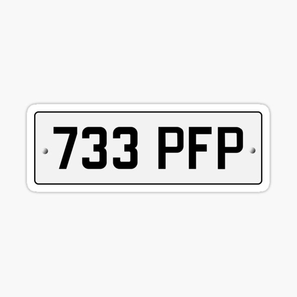 Number Plate - 733 PFP Sticker
