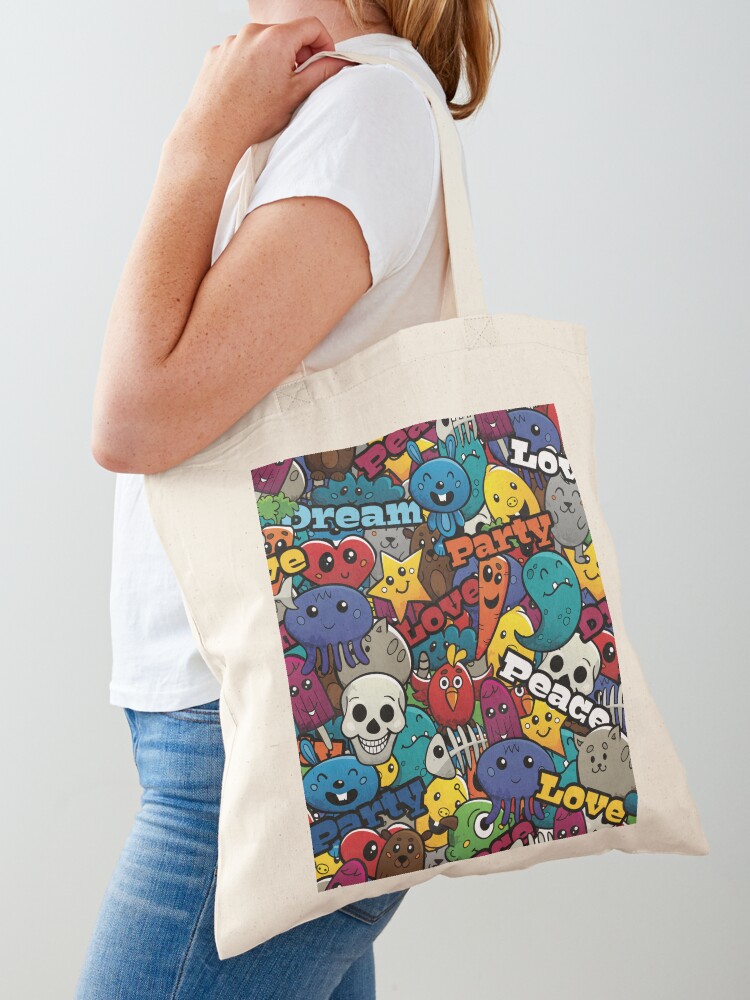 the peace + love graffiti tote