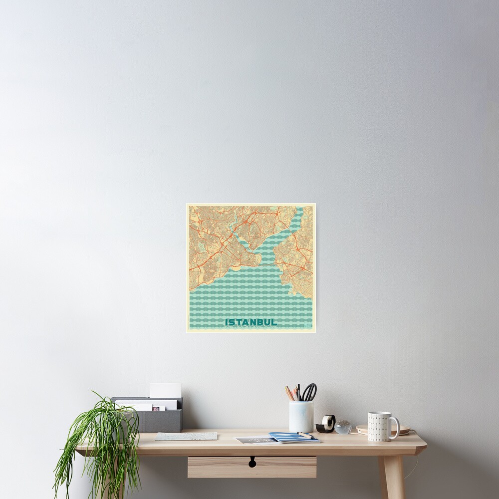 Istanbul Map Retro Poster
