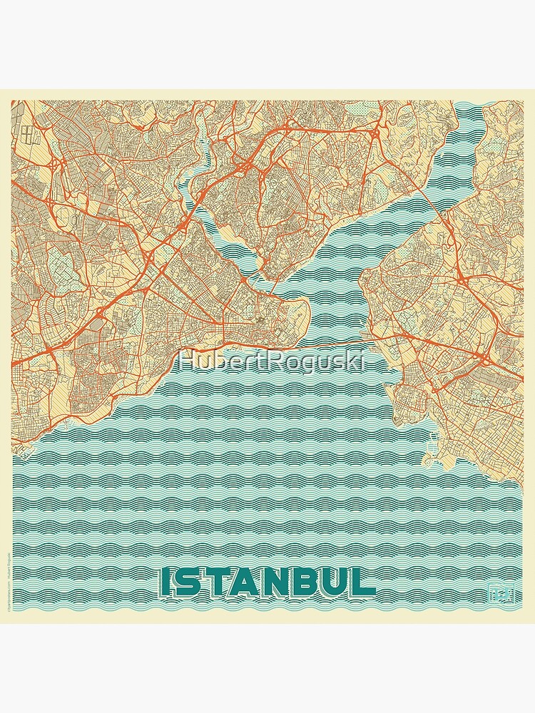 Istanbul Map Retro by HubertRoguski