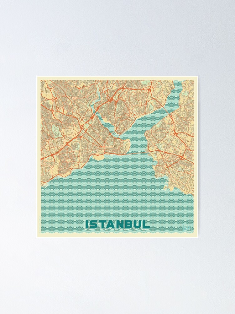Alternate view of Istanbul Map Retro Poster