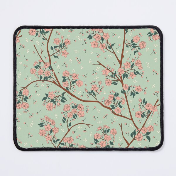 Item preview, Sakura - Bloom - Cherry Blossom Flowers + Buds - Mint Green / Matcha designed and sold by Carrie Cantwell Art.