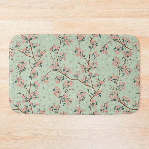 Item preview, Sakura - Bloom - Cherry Blossom Flowers + Buds - Mint Green / Matcha designed and sold by Carrie Cantwell Art.