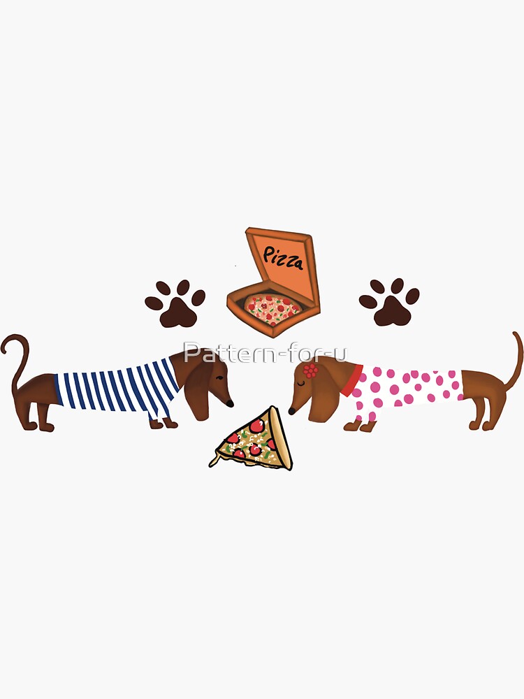"Dogs eating a pizza stickers pack." Sticker for Sale by Patternforu Redbubble