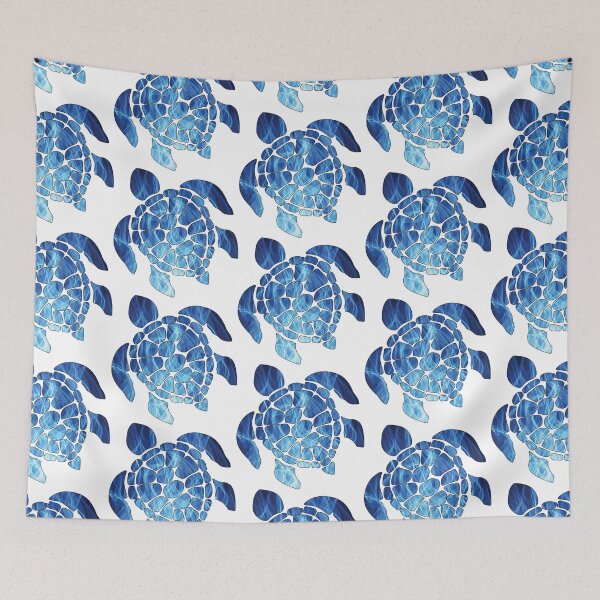 Item preview, Blue Fire Textured Tropical Sea Turtle designed and sold by DeliveryGeorge.