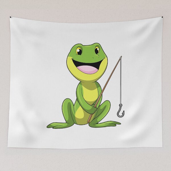 Item preview, Frog at Fishing with Fishing rod designed and sold by Snabdesign84.