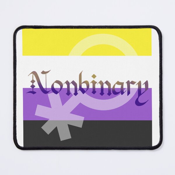 Item preview, Nonbinary Pride Flag Enby Gothic Calligraphy designed and sold by mostlyghostly42.