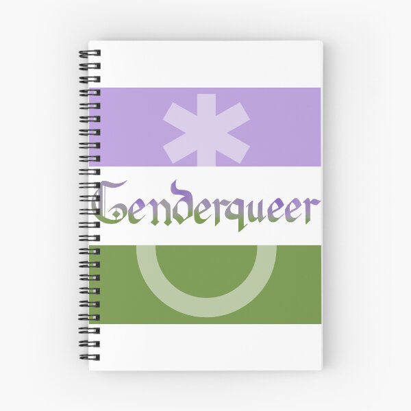 Aperçu de l'œuvre Drapeau de la fierté genderqueer Calligraphie gothique queer créée et vendue par mostlyghostly42.