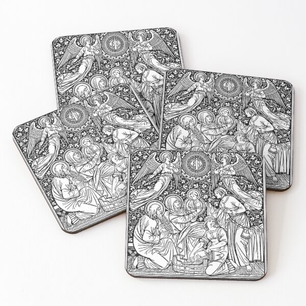 Item preview, Traditional Nativity scene black and white with angels designed and sold by natalisdesign.