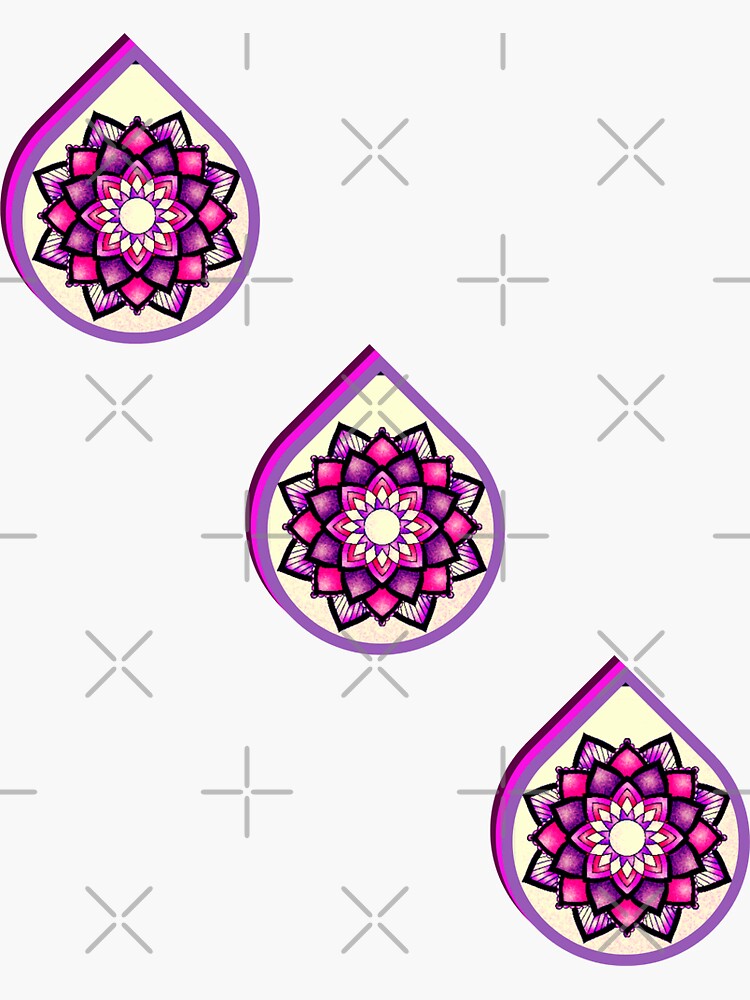 "Gorgeous Mandala Raindrop of Bright Pinks and Deep Purples Sticker ...